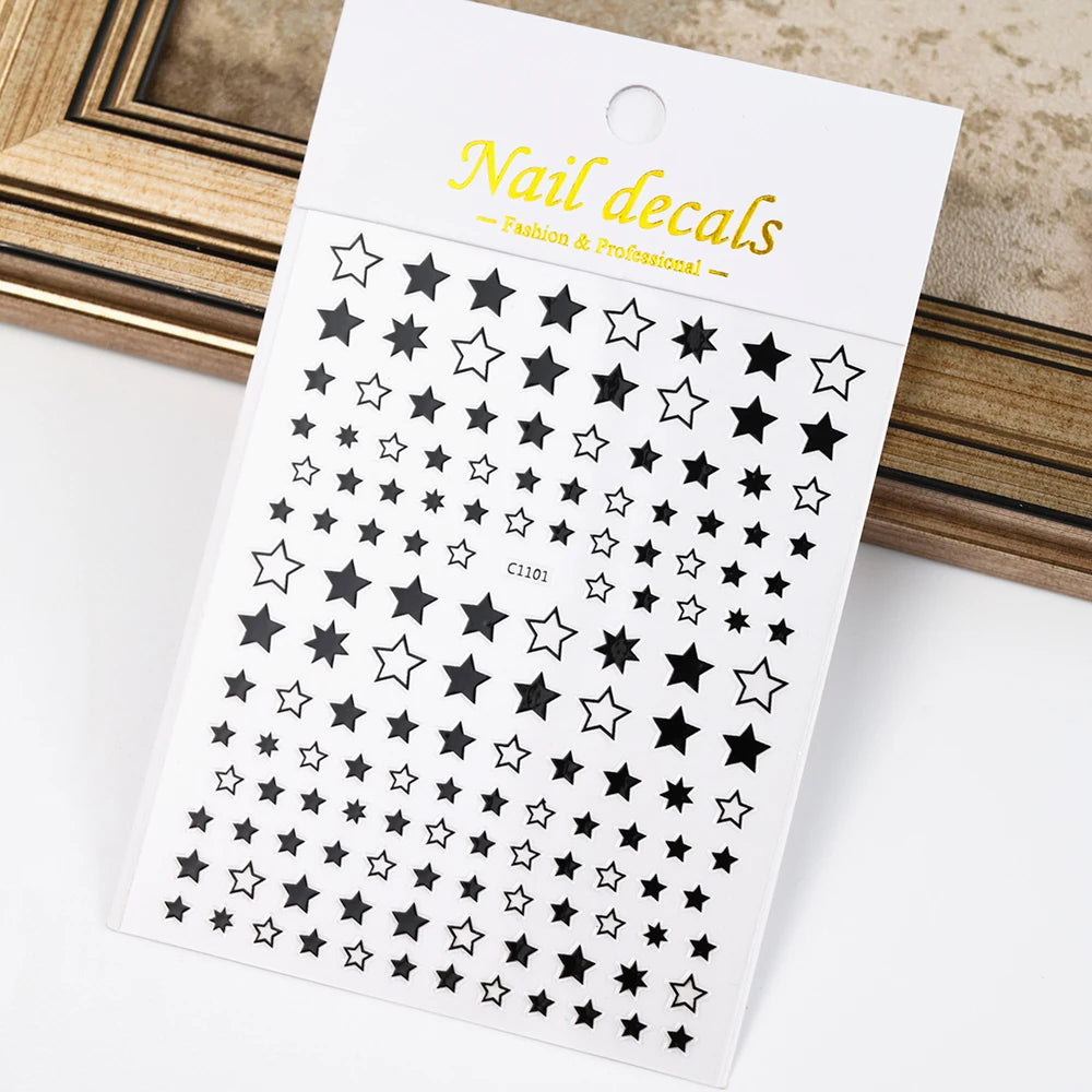 1pcs Star-Themed 3D Glitter Nail Stickers – Anime Rectangle DIY Nail Art Decals