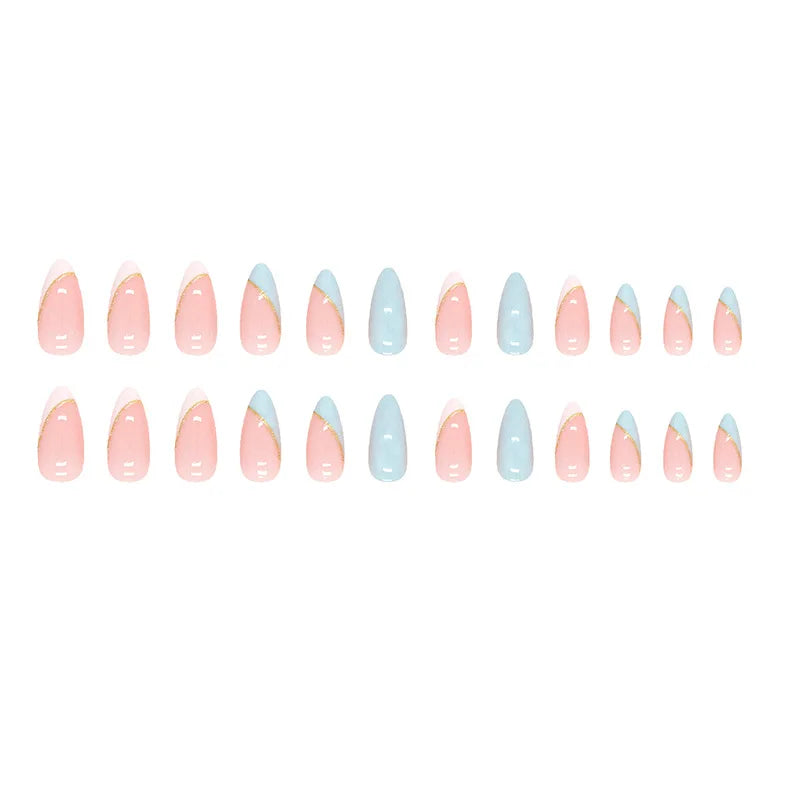 24 Long Almond Press-On Nails – Fake Nails with Glue & Nail File