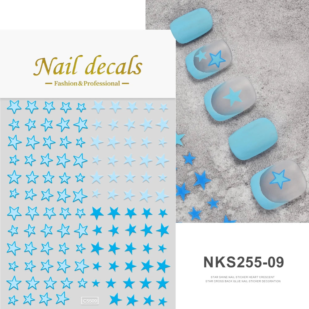 1pcs Star-Themed 3D Glitter Nail Stickers – Anime Rectangle DIY Nail Art Decals