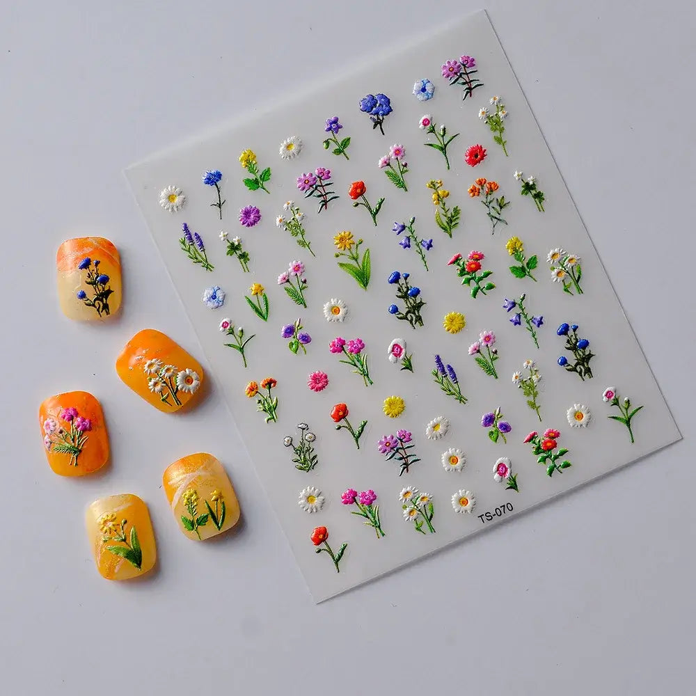 5D Flower Nail Art Stickers for DIY Manicure