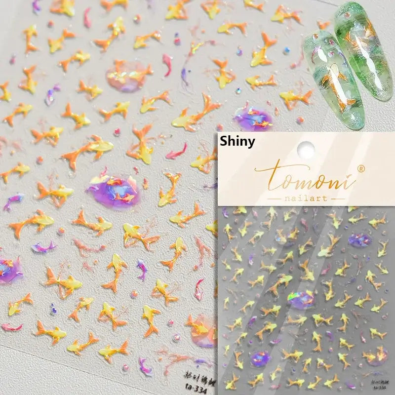 Cute Dolphin & Goldfish Jelly Nail Stickers