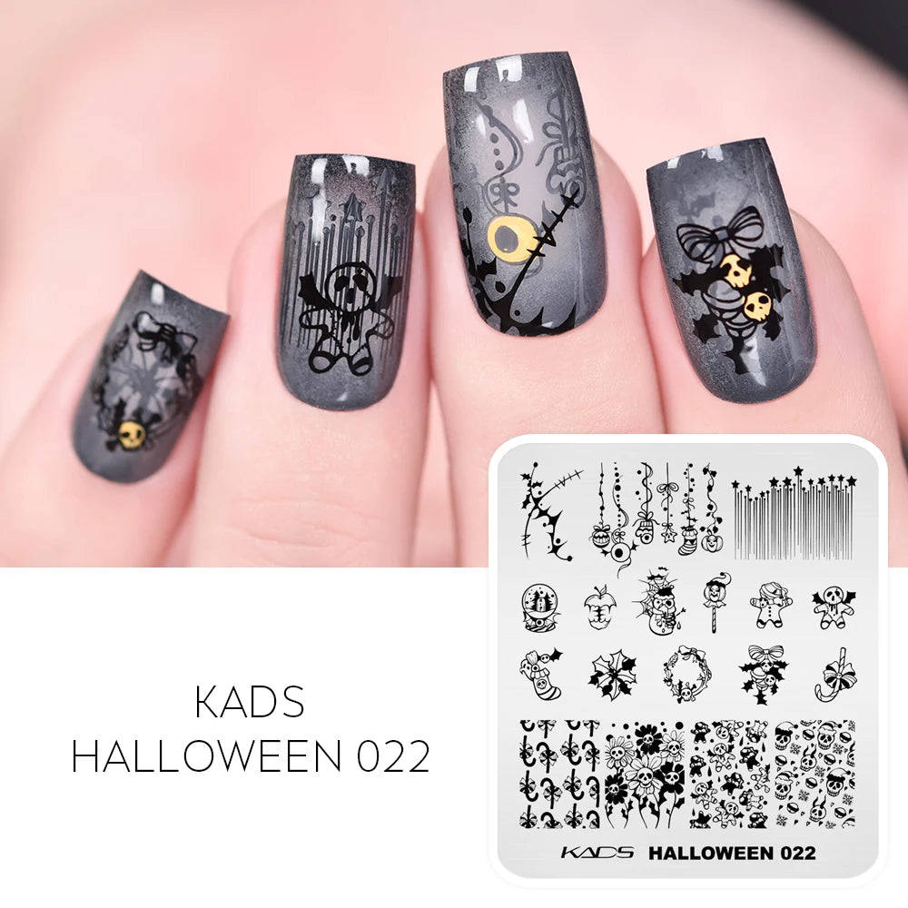 Halloween Nail Stamping Plate – Skull, Bat & Pumpkin Nail Art Designs