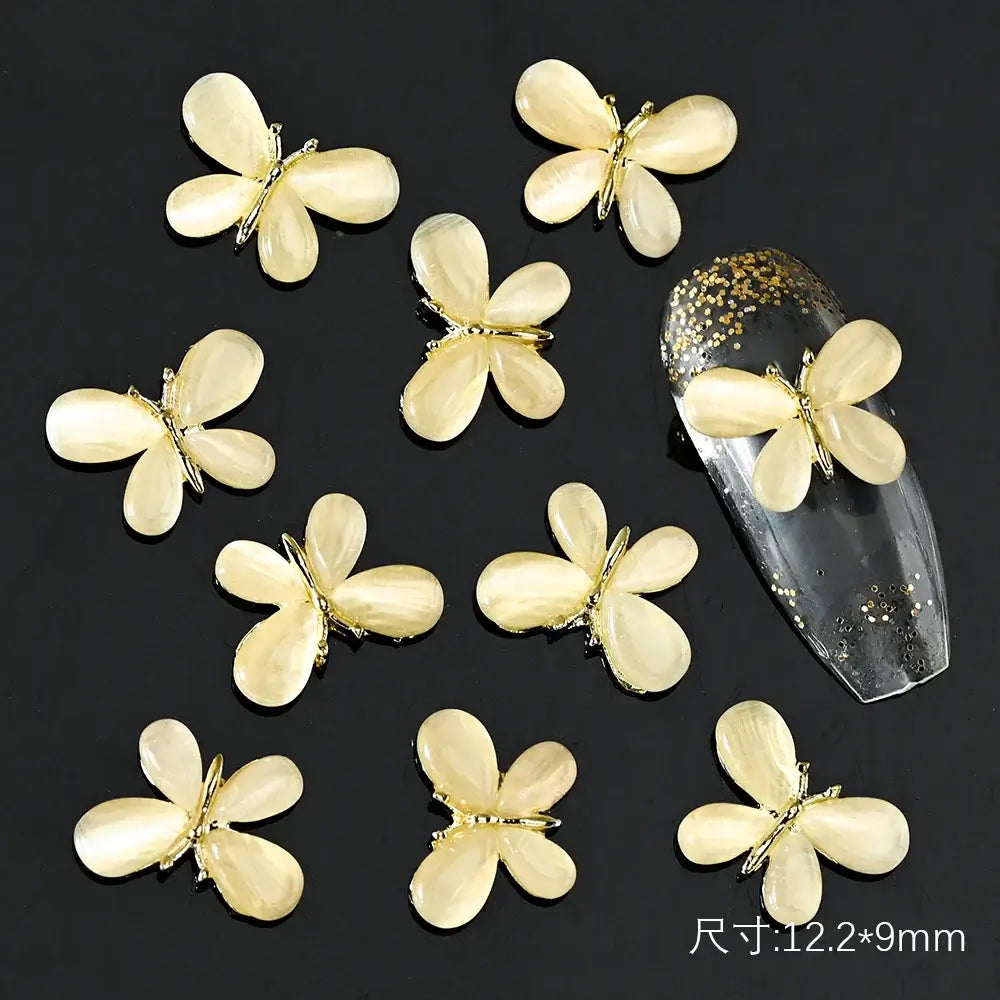 10Pcs Alloy Enamel Bee Design 3D Nail Charms