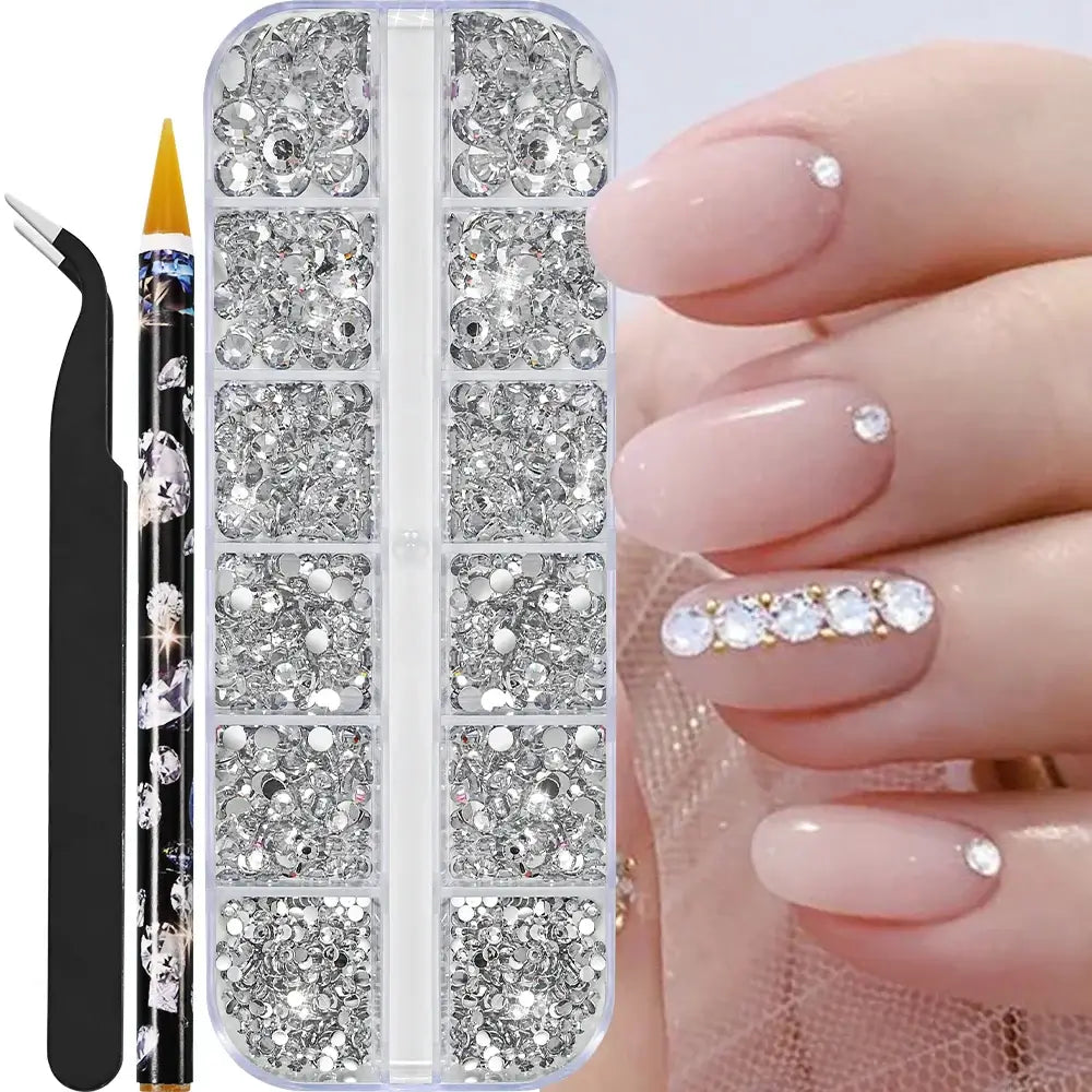 Crystal Nail Rhinestones 12 Grid - Mixed Shapes & Sizes