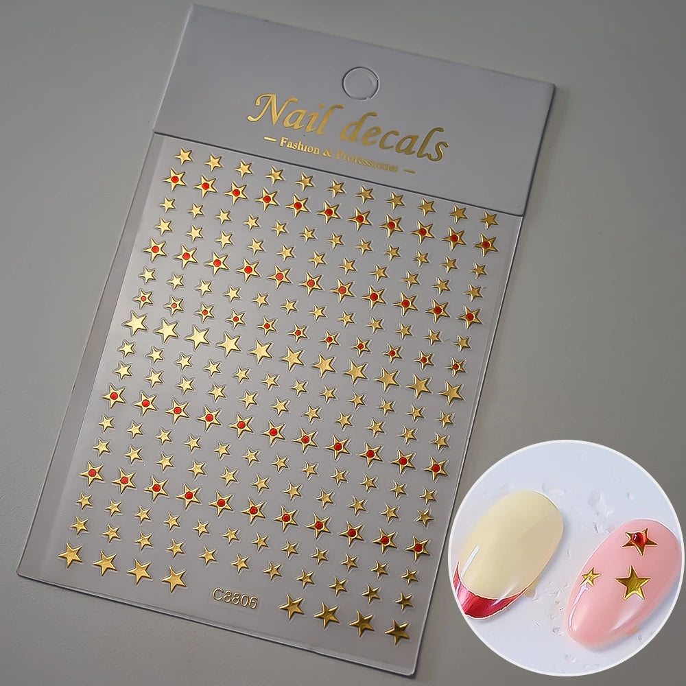1pcs Star-Themed 3D Glitter Nail Stickers – Anime Rectangle DIY Nail Art Decals