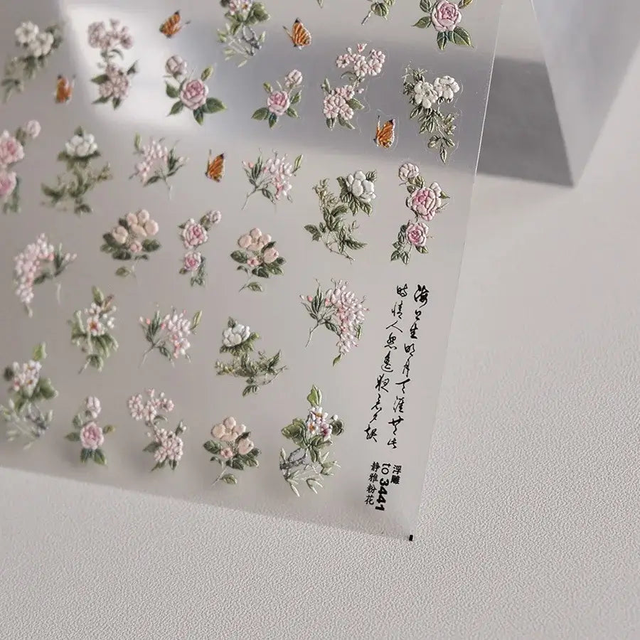 5D Flower Nail Art Stickers for DIY Manicure