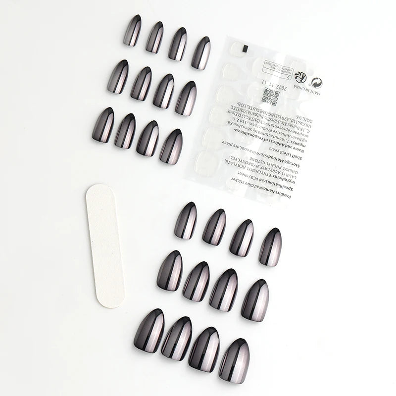 Metallic Almond Press On Nails – 24PCS Mirror Finish