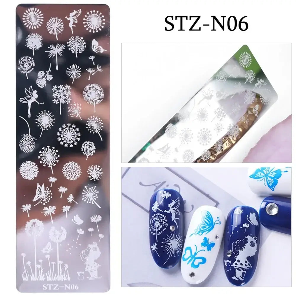Assorted Nail Stamping Plates - Butterfly, Flower, Geometry