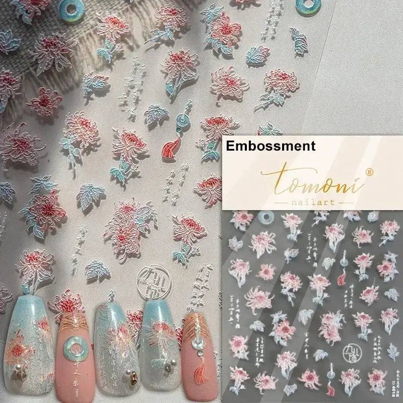 5D Flower Nail Art Stickers for DIY Manicure