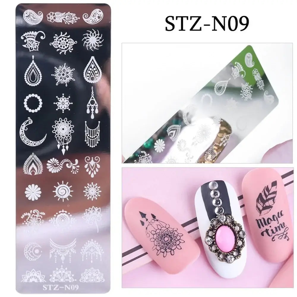 Assorted Nail Stamping Plates - Butterfly, Flower, Geometry