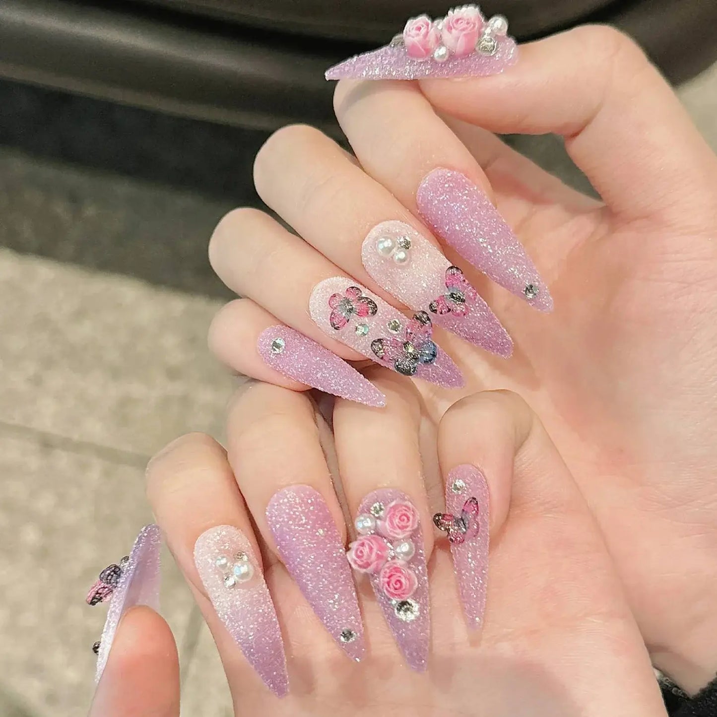 Long Almond Press On Nails