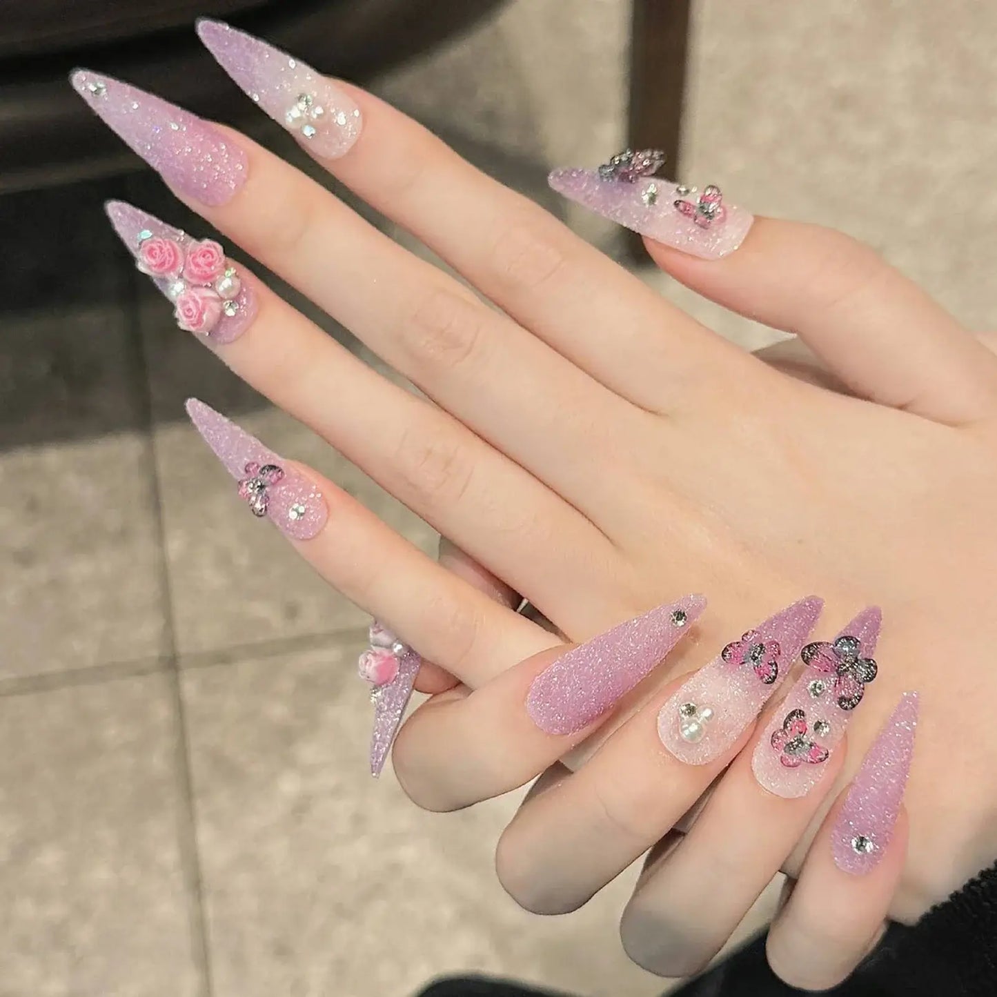 Long Almond Press On Nails