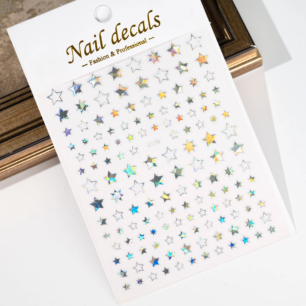 1pcs Star-Themed 3D Glitter Nail Stickers – Anime Rectangle DIY Nail Art Decals