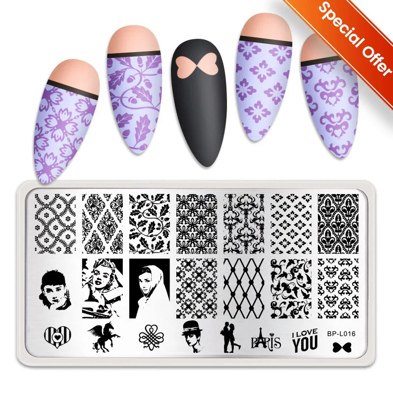 BORN PRETTY Nail Stamping Plates – Butterfly, Lace, Floral