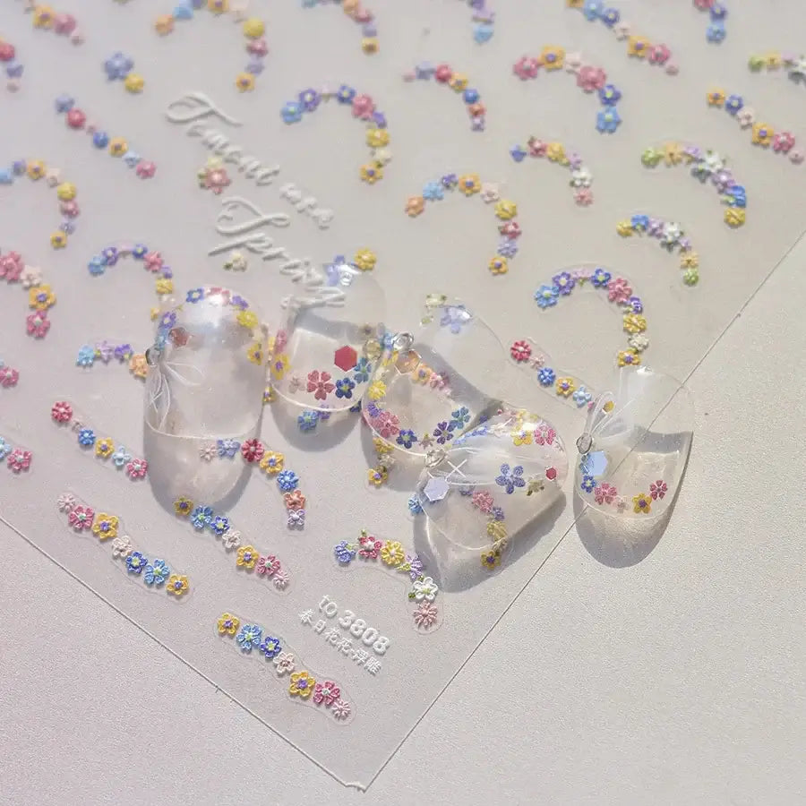 5D Flower Nail Art Stickers for DIY Manicure