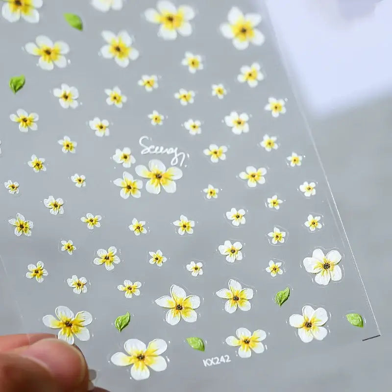 5D Kawaii Bee Nail Stickers – Yellow Embroidered Effect