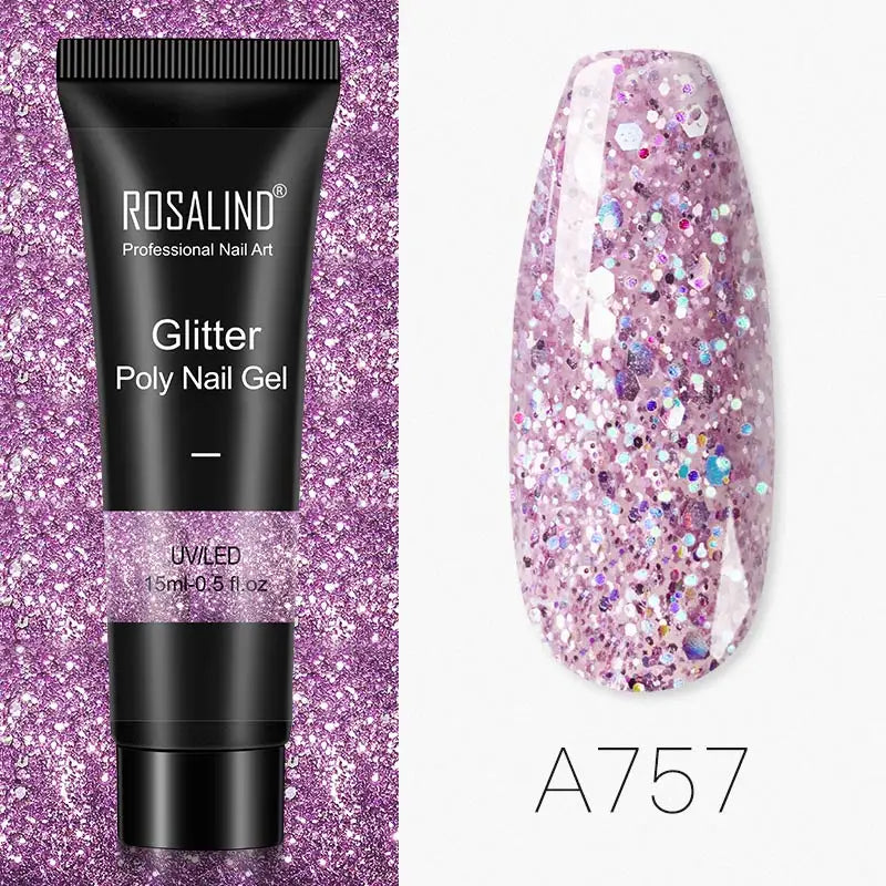 ROSALIND Glitter Poly Gel Nail Extension – 15ml