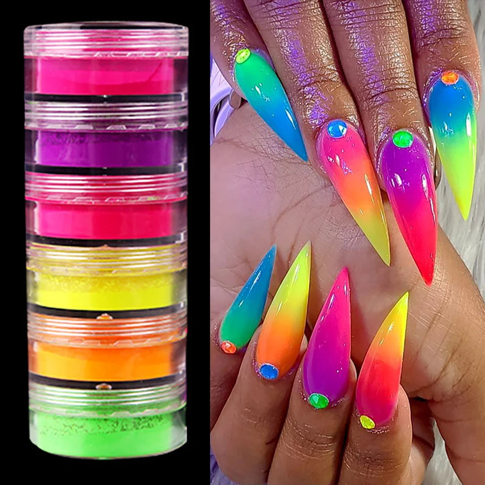 Nail Powder Set – Neon, Glitter, Pastel & Holographic Colors
