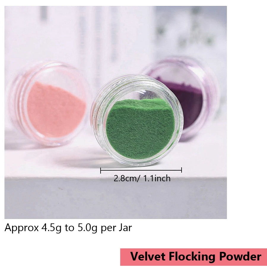 Velvet Flocking Powder – 12 Color Nail Art Set