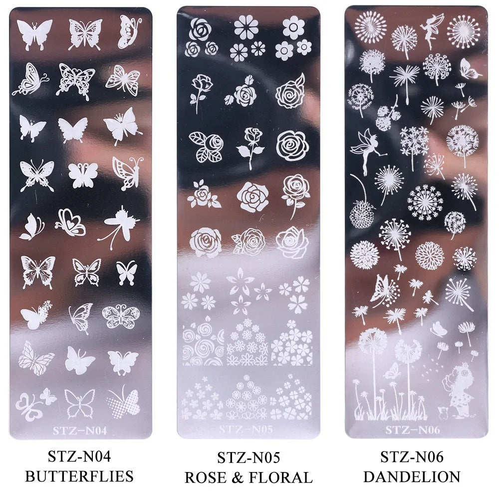 Butterfly Nail Stamping Plate – Flower & Geometric DIY Nail Art Template 1PC