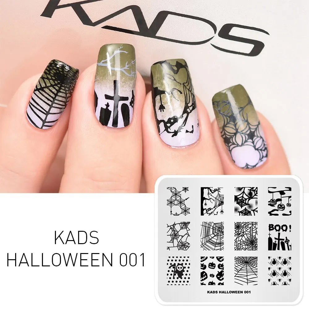 Halloween Nail Stamping Plate – Skull, Bat & Pumpkin Nail Art Designs