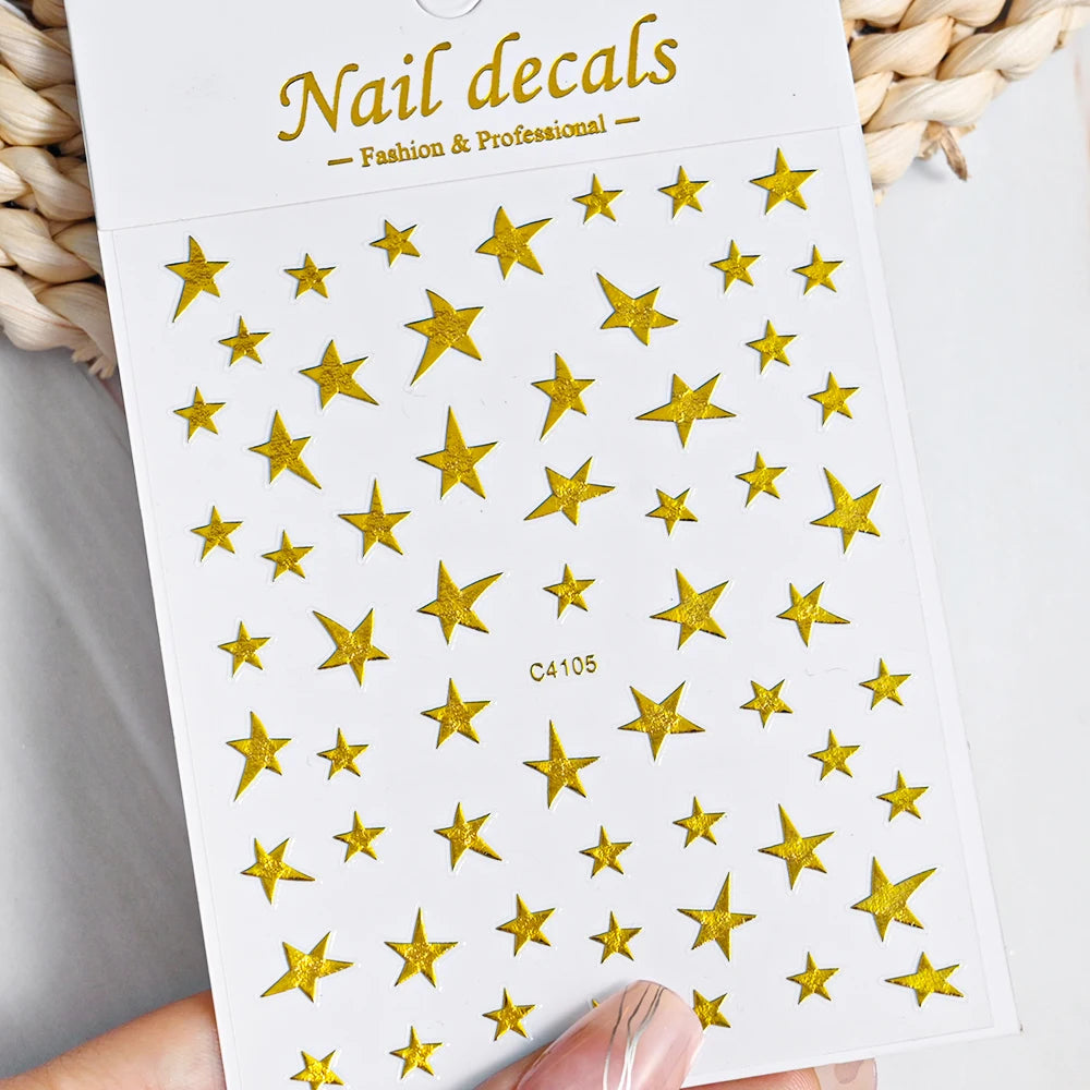 1pcs Star-Themed 3D Glitter Nail Stickers – Anime Rectangle DIY Nail Art Decals