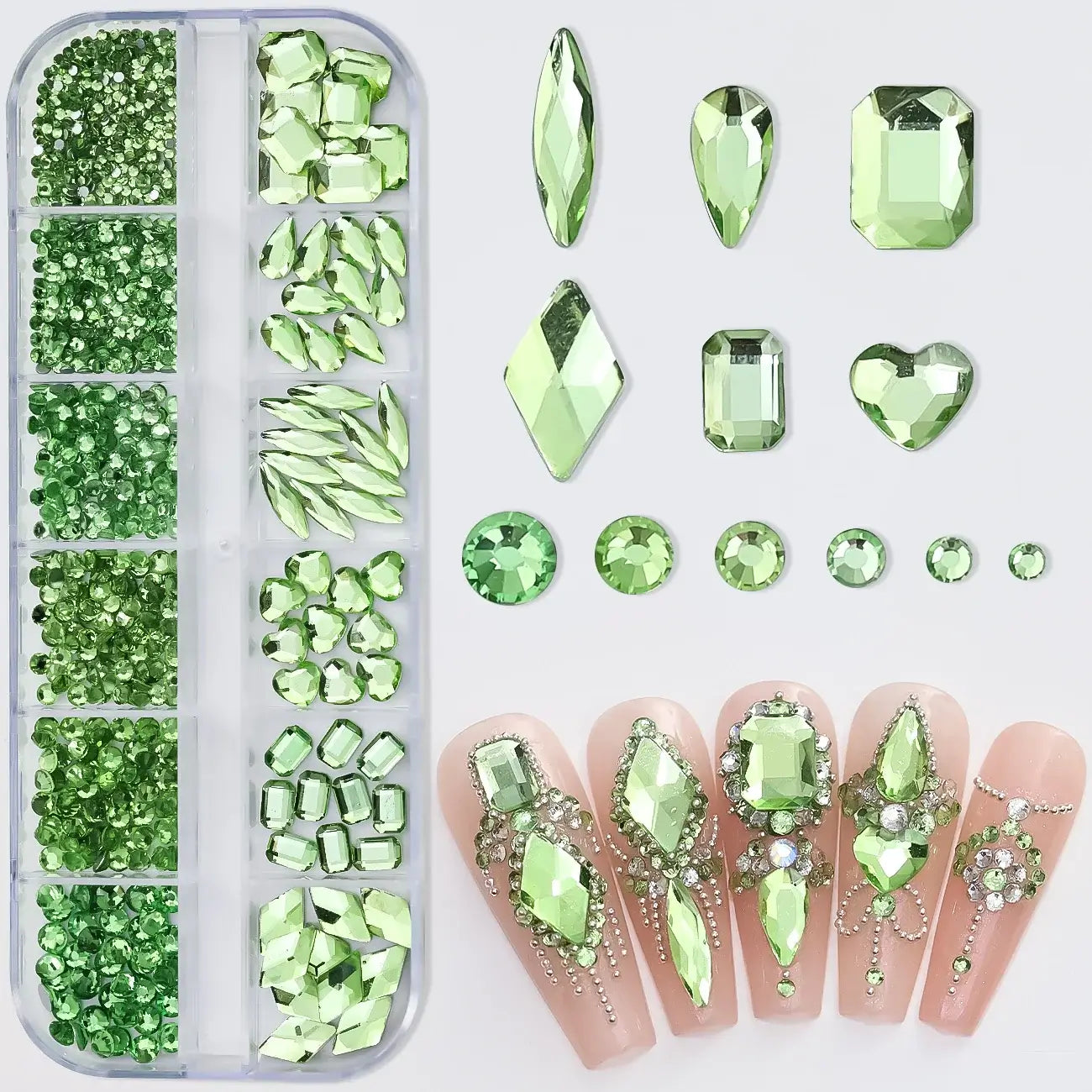 Crystal Nail Rhinestones 12 Grid - Mixed Shapes & Sizes