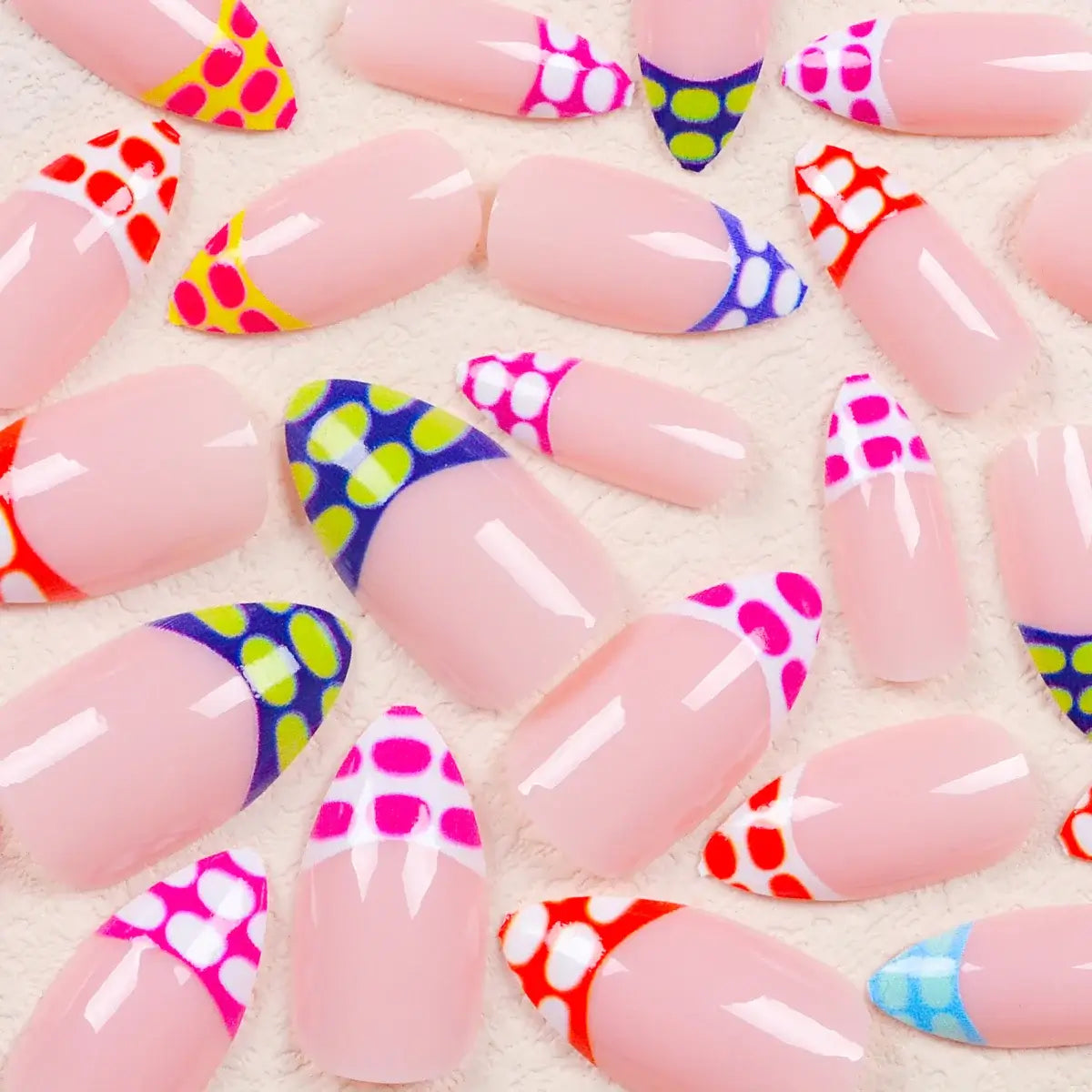 View details for Almond Press-On Nails – Mixed Stripe French Tips (24 Pcs) Almond Press-On Nails – Mixed Stripe French Tips