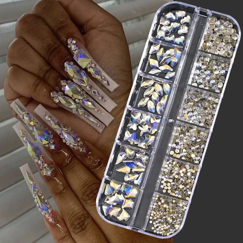 Crystal Nail Rhinestones 12 Grid - Mixed Shapes & Sizes