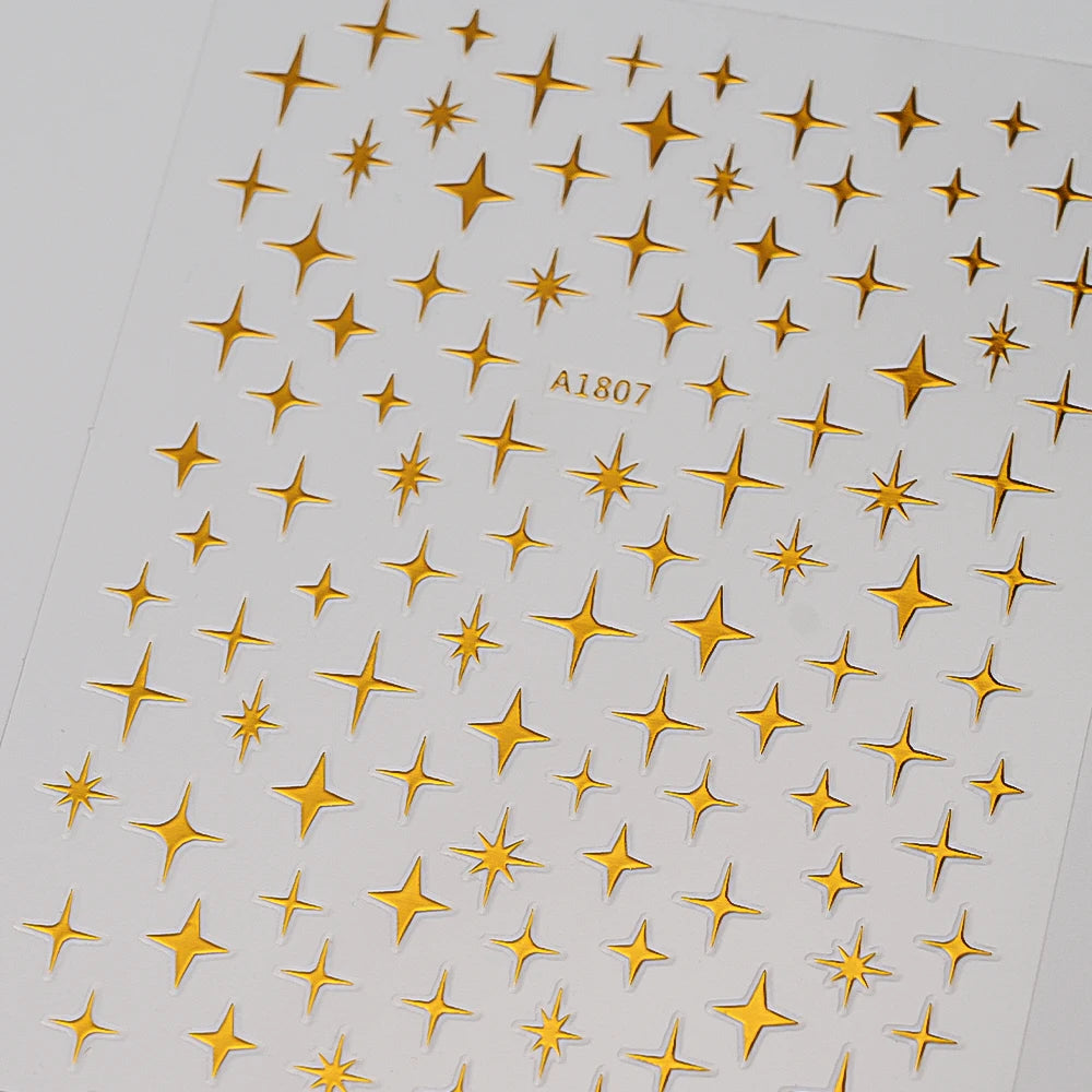 1pcs Star-Themed 3D Glitter Nail Stickers – Anime Rectangle DIY Nail Art Decals