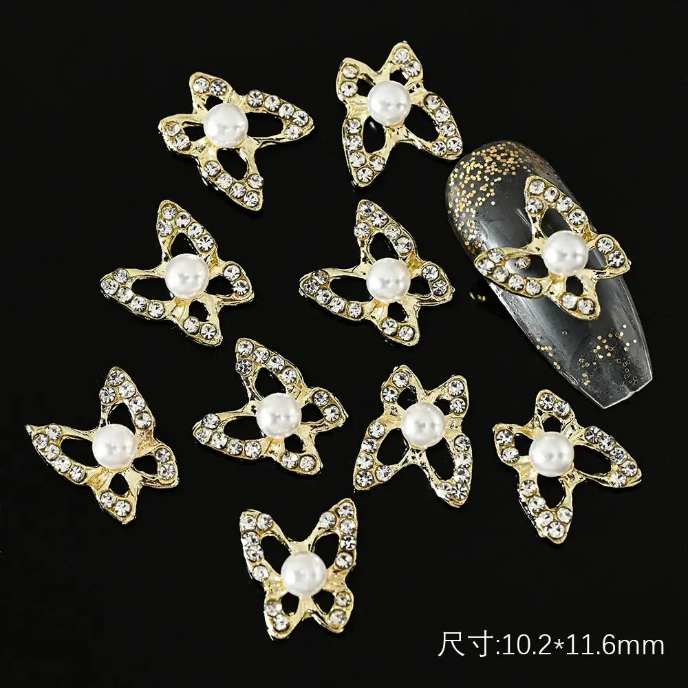 10Pcs Alloy Enamel Bee Design 3D Nail Charms