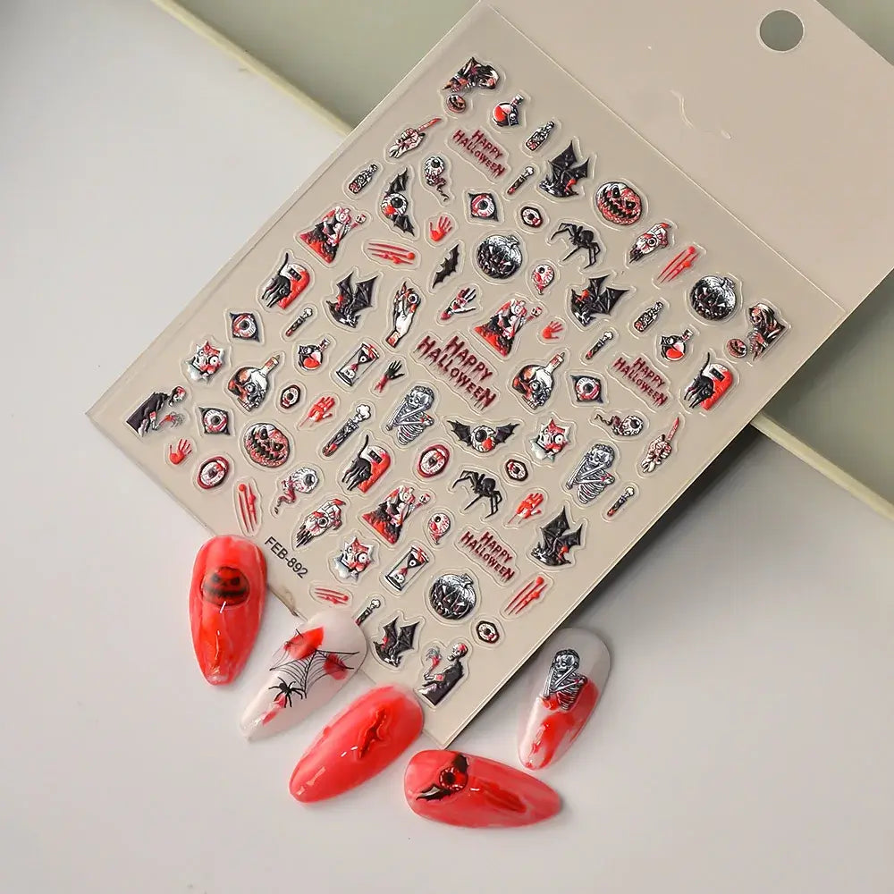 Halloween Skull Nail Art Stickers for Spooky Designs