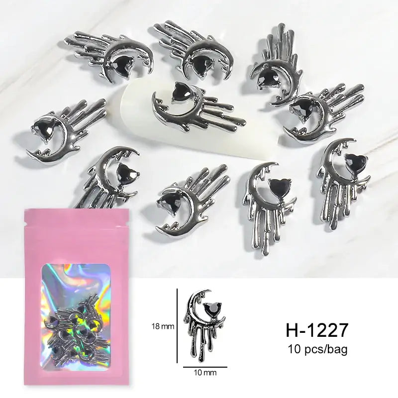 Halloween Nail Charms – 3D Ghost, Skull, Pumpkin in Gold/Silver