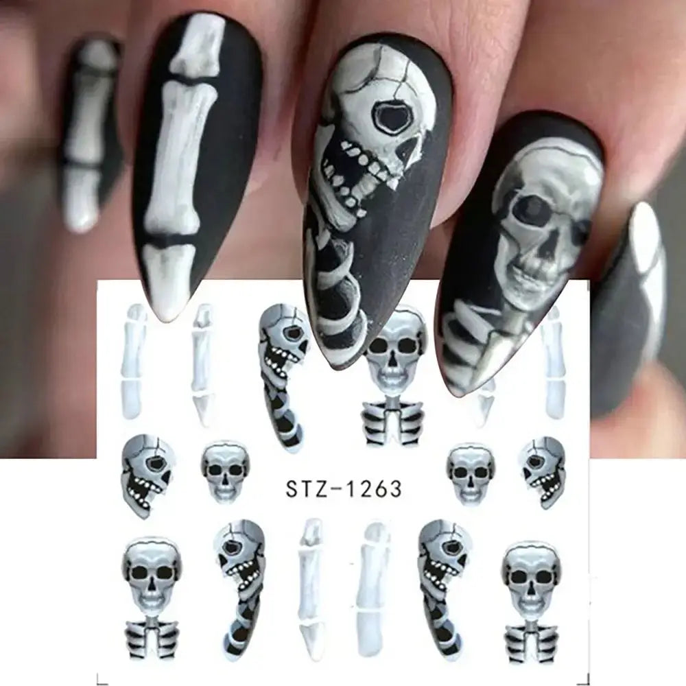 Halloween Water Decals Nail Stickers – Mummy, Ghost, Spider & Web