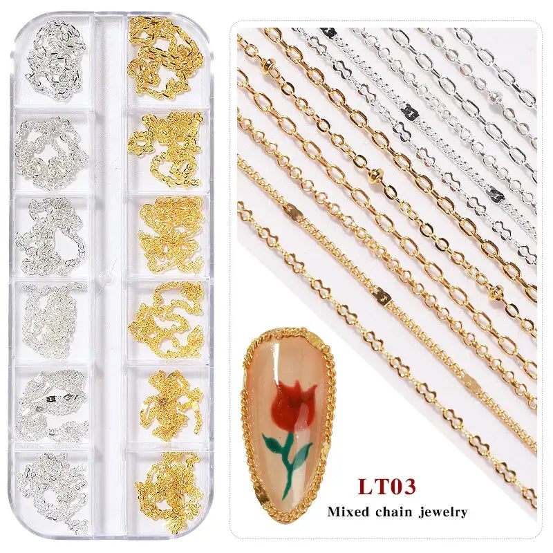 Mixed Style Nail Chain Jewelry – 3D Nail Art Chains