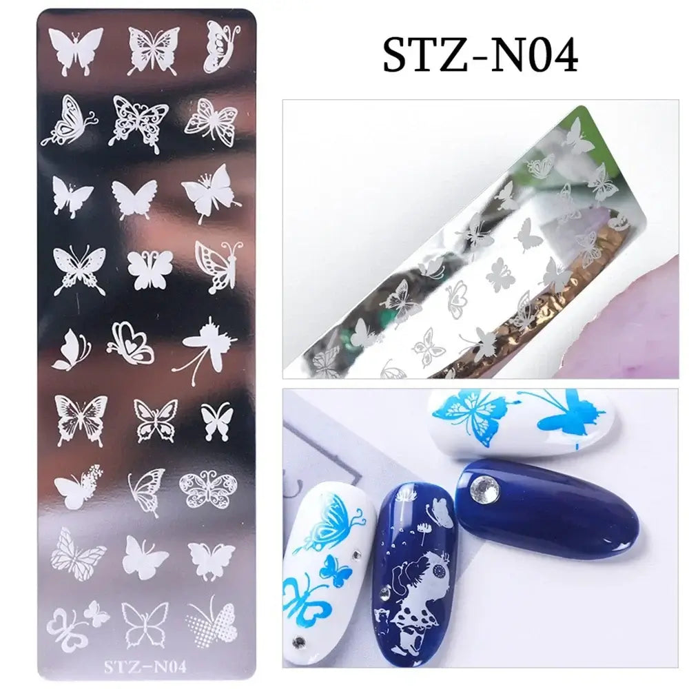 Assorted Nail Stamping Plates - Butterfly, Flower, Geometry