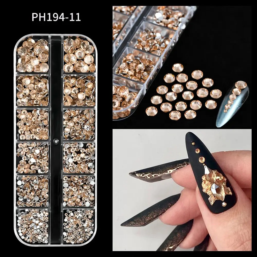 Crystal Nail Rhinestones 12 Grid - Mixed Shapes & Sizes