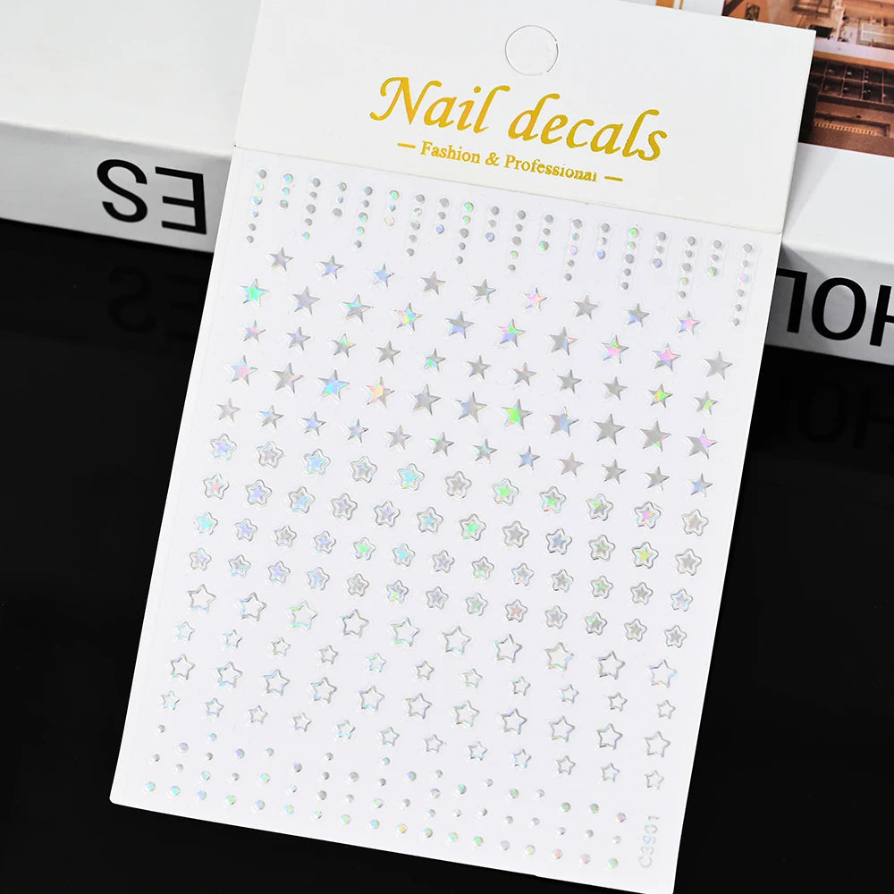 1pcs Star-Themed 3D Glitter Nail Stickers – Anime Rectangle DIY Nail Art Decals