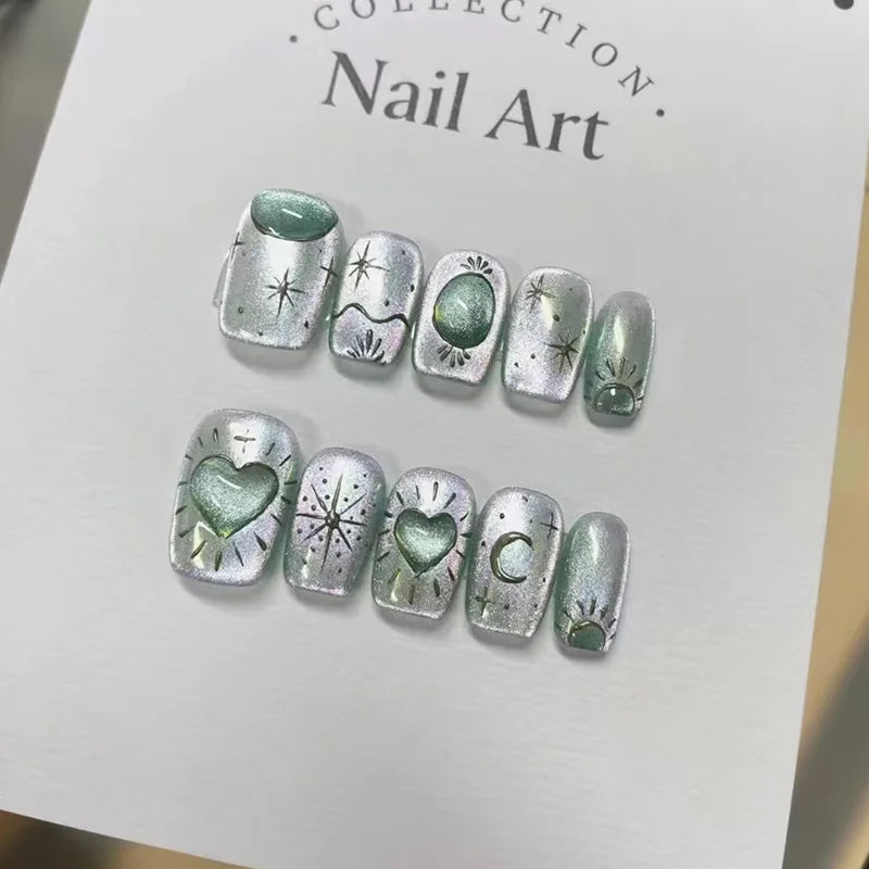 Handmade Press-On Nails – Premium Electroplated - 10 Pc. Set