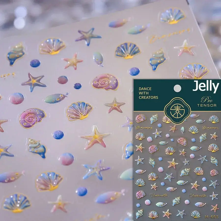 Cute Dolphin & Goldfish Jelly Nail Stickers