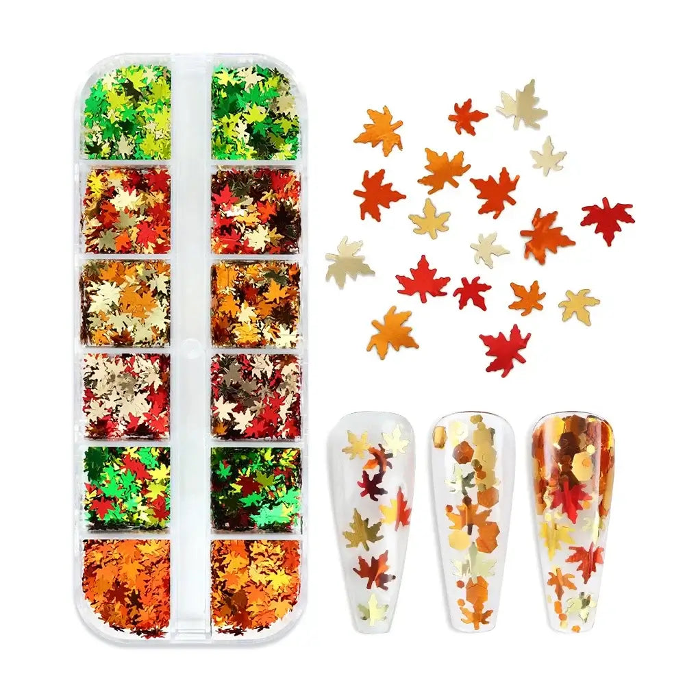 Autumn Maple Leaf Nail Glitter – Fall Sequins for Nail Art