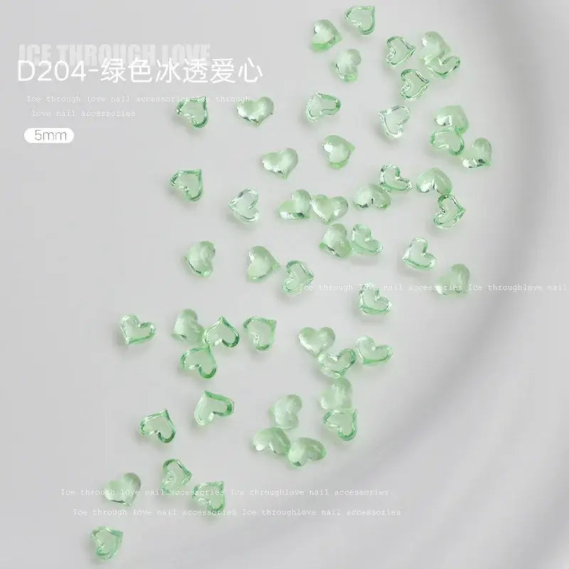 3D Transparent Heart Nail Charms – Love Design