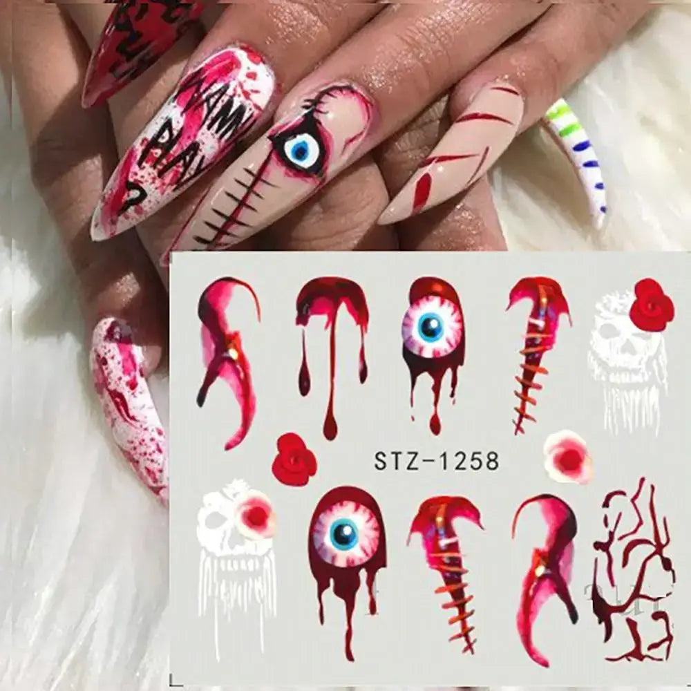 Halloween Water Decals Nail Stickers – Mummy, Ghost, Spider & Web