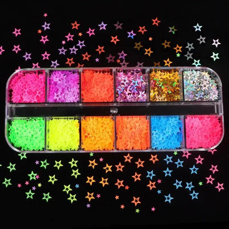Neon 3D Nail Art Glitter Confetti – Butterfly & Stars