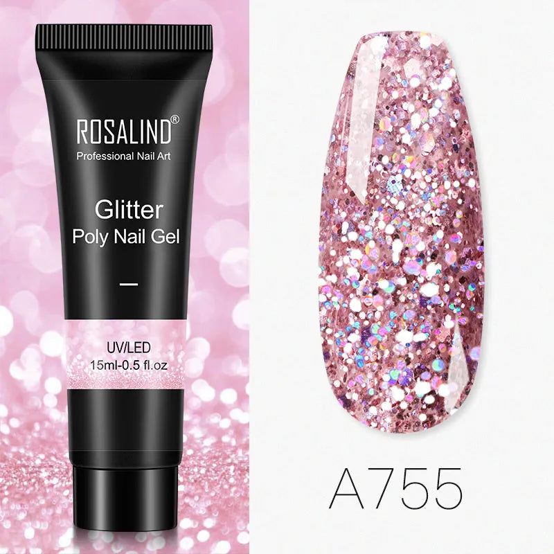 ROSALIND Glitter Poly Gel Nail Extension – 15ml