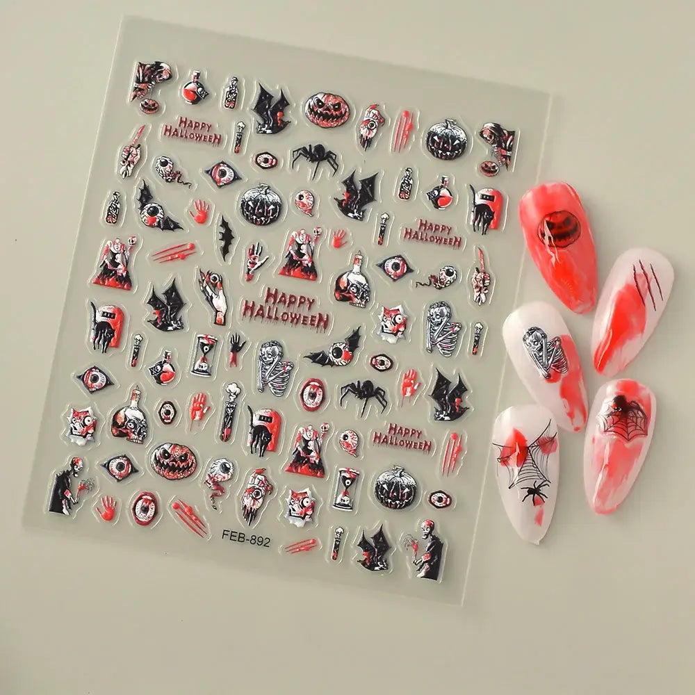 Halloween Skull Nail Art Stickers for Spooky Designs
