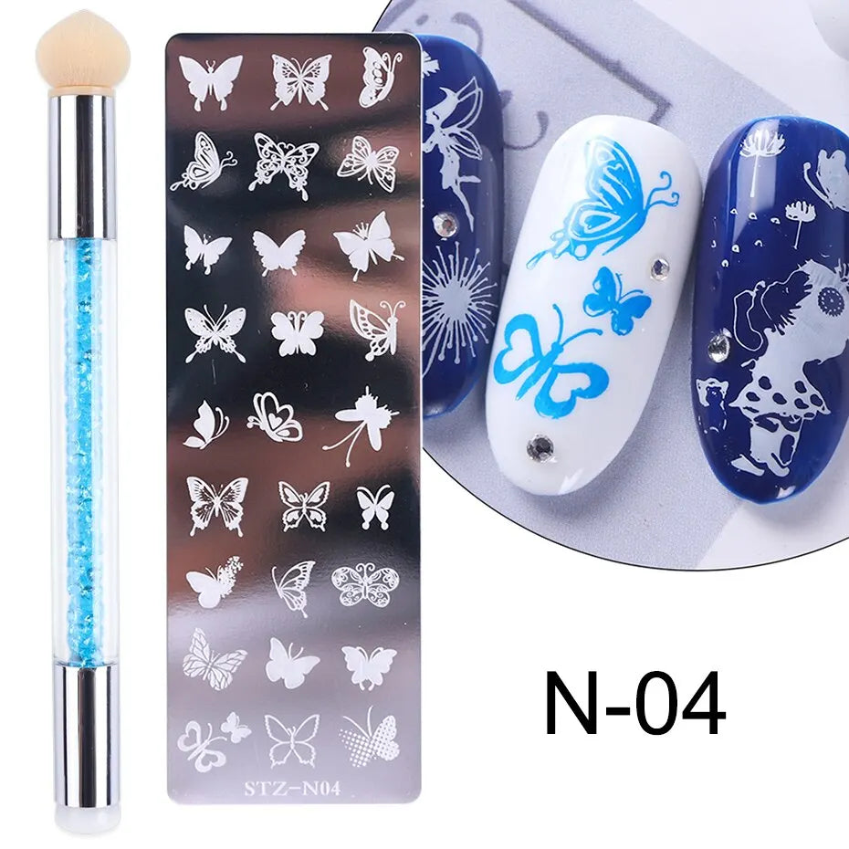 Nail Stamping Plates Set – Silicone Stamper & Brush Kit