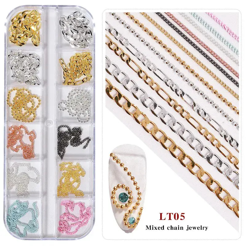 Mixed Style Nail Chain Jewelry – 3D Nail Art Chains