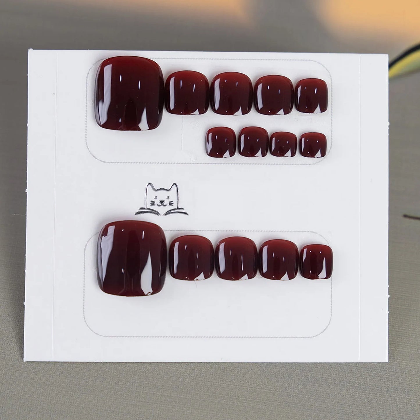 Square Press-On Acrylic Toenails - Handmade Vintage - 14Pcs