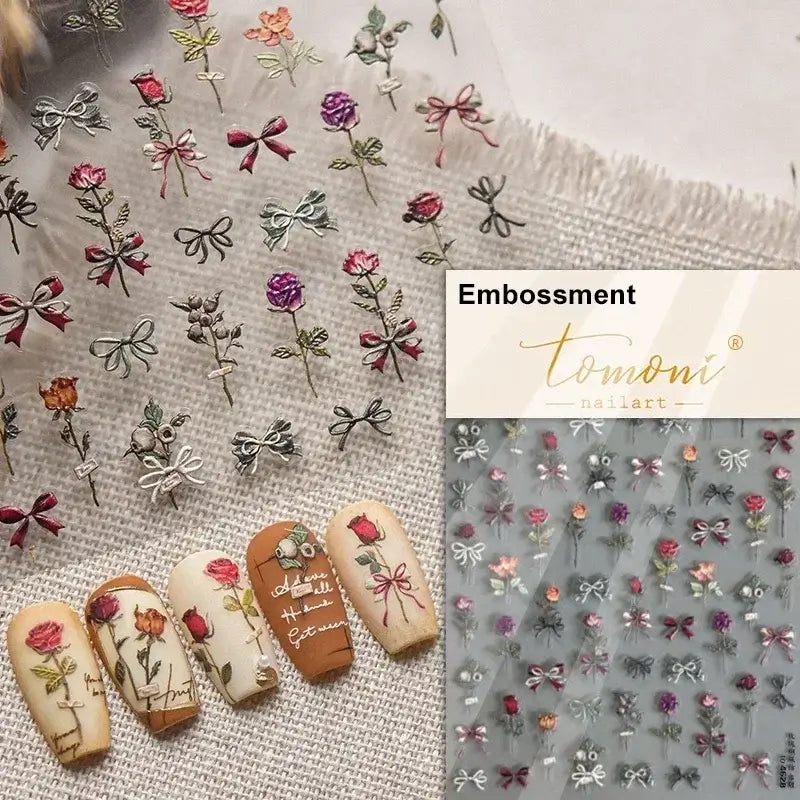 5D Flower Nail Art Stickers for DIY Manicure